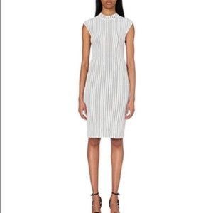 Reiss Vienna Jersey Knit Mock Sleeveless  White & Black Stripe Dress Sz 8 - NWOT